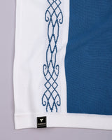 California SteelBlue Knitted Cotton Designer Polo T-Shirt