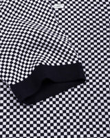 Oreo Black With White Check Knitted Cotton Polo T-Shirt