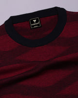 Cherry Red With Black Knitted Cotton T-Shirt