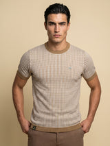 Niron Cream With White Knitted Cotton T-Shirt