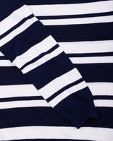 Froven NavyBlue With White Stripe Knitted Cotton Full Sleeves T-Shirt