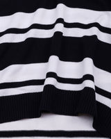 Froven Black With White Stripe Knitted Cotton Full Sleeves T-Shirt