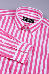 White with pink awning stripe cotton shirt