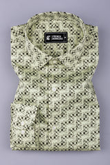 Parmesean yellow with brown printed cotton shirt