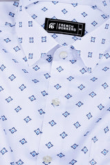Floral white with blue printed cotton shirt