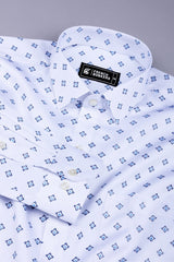 Floral white with blue printed cotton shirt