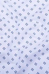 Floral white with blue printed cotton shirt