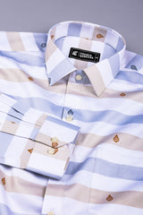 White with light grey weft stripe cotton shirt