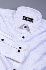 White with tiny square printed cotton shirt