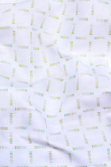 White with radiation pattern printed cotton shirt