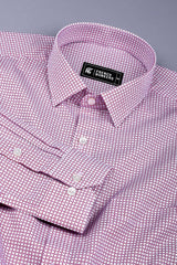 White with red rhombus shape printed cotton shirt