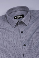 Grey with tiny square shape printed cotton shirt