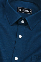Midnight blue dobby texture cotton shirt