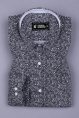 Black With White Star Printed Cotton Shirt