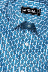 Blue Leaves With White Printed Shirt
