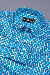 Blue Leaves With White Printed Shirt