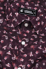 Purple With Light Pink Floral Printed Shirt