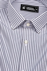 White With Gray Pencil Stripe Cotton Shirt