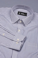 White With Gray Pencil Stripe Cotton Shirt