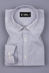 White With Gray Pencil Stripe Cotton Shirt