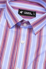 Sky Blue With Multicolor Stripe Cotton Shirt