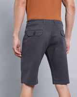 Stylish Charcoal Grey Stretch Cotton Shorts