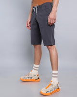 Stylish Charcoal Grey Stretch Cotton Shorts