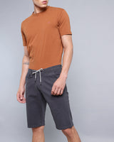 Stylish Charcoal Grey Stretch Cotton Shorts