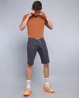 Stylish Charcoal Grey Stretch Cotton Shorts
