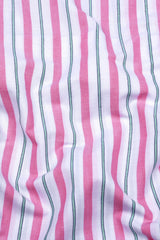 White With Pink And Green Weft Stripe Shirt