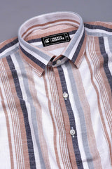 White With Cream Dobby Stripe Cotton Shirt
