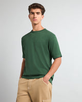 Thunder Hunter Green Melange Knitted Cotton T-Shirt
