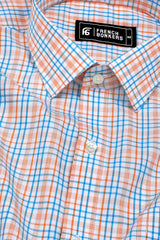 Orange With Blue Check Shirt