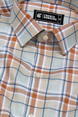 Cream With Brown Check Shirt