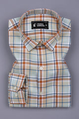 Cream With Brown Check Shirt