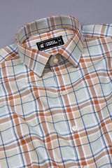 Cream With Brown Check Shirt