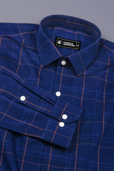 Indigo Blue With Orange windowpane Check Shirt