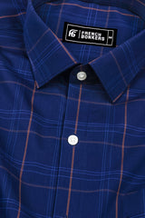 Indigo Blue With Orange windowpane Check Shirt