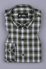 Green With White Check Shirt
