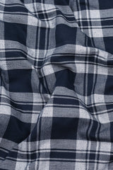 Navy Blue With White Windowpane Check Shirt