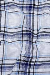 White With Blue Windowpane Dobby Check Shirt