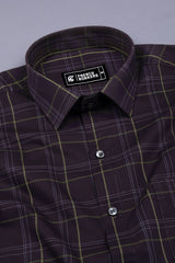 Blue with white pin check cotton shirt
