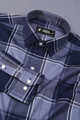 Galaxy Blue with Grey Twill Check Shirt