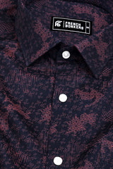 Navyblue With Brown Printed Cotton Shirt