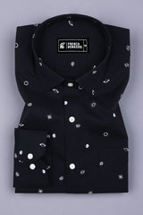 Black With White Space Printed Cotton Shirt