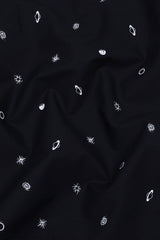 Black With White Space Printed Cotton Shirt