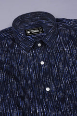 Navyblue With Blue And White Printed Cotton Shirt