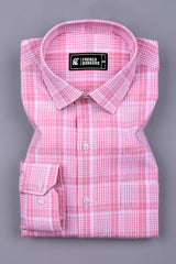 Candy Pink With White Seersucker Check Shirt