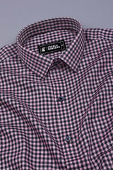 Baby Pink With Black Check Cotton shirt