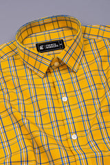 Lemon Yellow with Blue Poplin Check Shirt